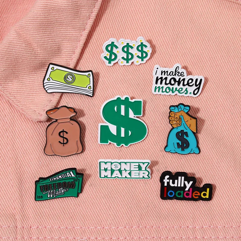 Money Maker Enamel Pins Custom I Make Money Moves Brooches Lapel Badges Funny Purse Jewelry Gift for Kids Friends