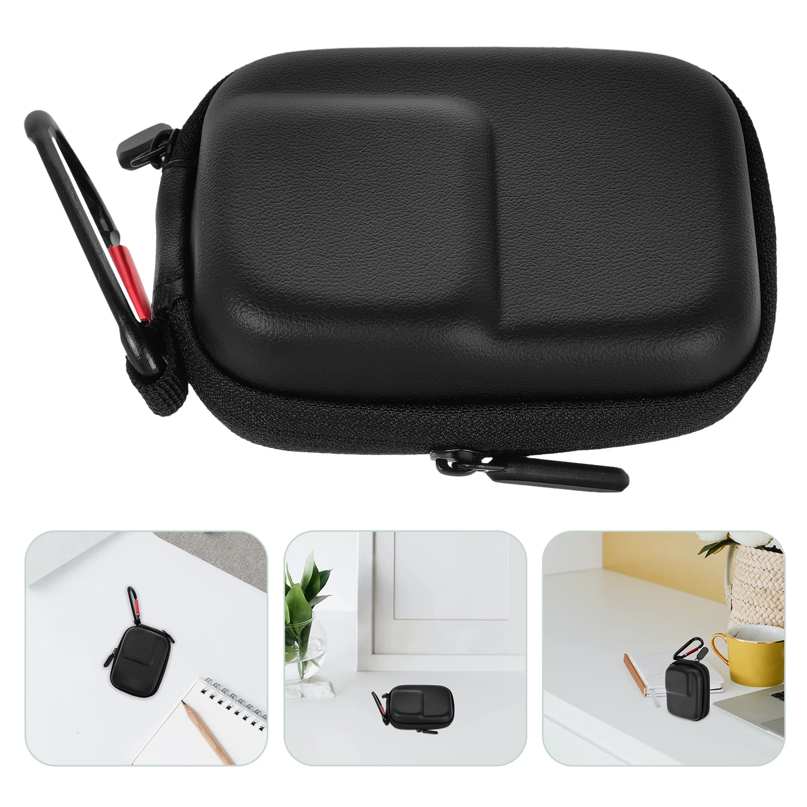 

1pcs Sports Camera Case Compact Portable Mini Storage Bag With Protective Lens Cover Carabiner Hook For 360 Accessories