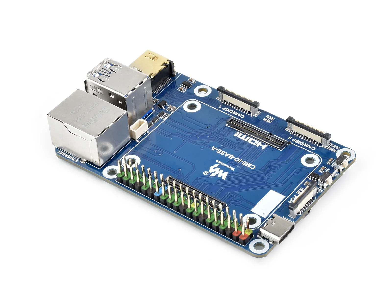 Picture 5: Waveshare CM5 Mini Base Board (A) Designed, 40PIN GPIO Header/RJ45 Gigabit Eth, Compatible with Raspberry Pi Compute Module 5