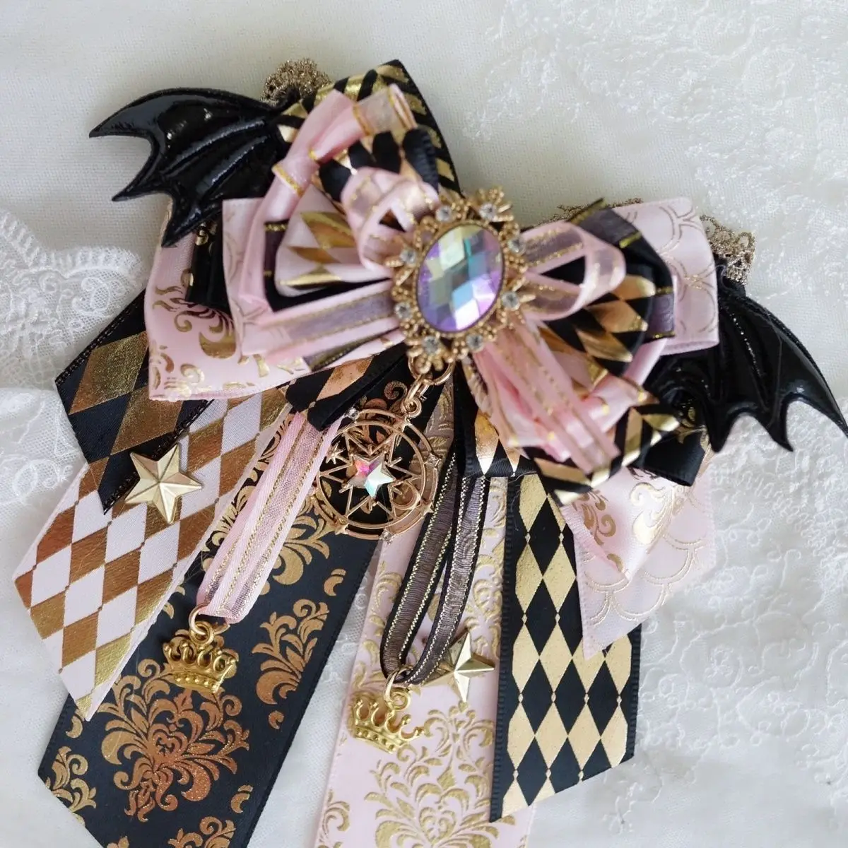 

hand made ribbon long streamers knot award rosette ribbons Carat Bong bow ita bag Accessories Luxury Lolita cosplay bowknot