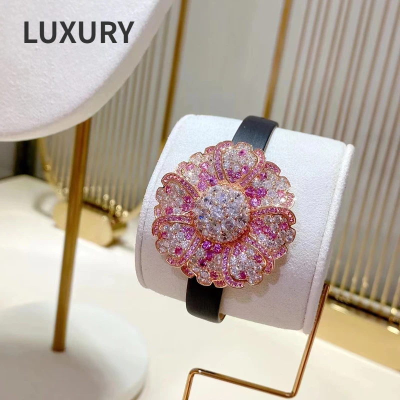 

Luxury S925 Sterling Silver Inlaid High Carbon Diamond Petal Removable Multi Wear brooch Wristband Rose Gold Premium Jewelry