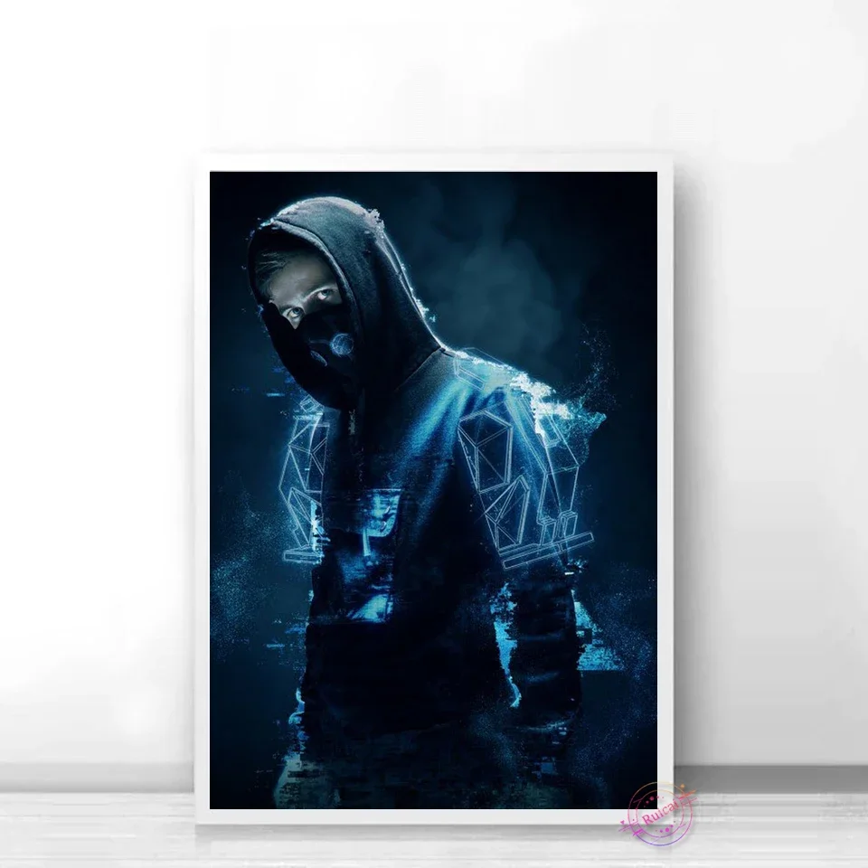 Alan Walker Poster Pop DJ Singer Canvas Wall Art Pictures Bar Cafe Living Room Home Decor Gift