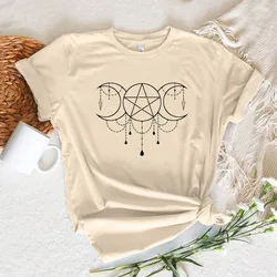 Witch Triple Moon t-shirts women comic anime elegant Tee girl manga streetwear graphic clothing
