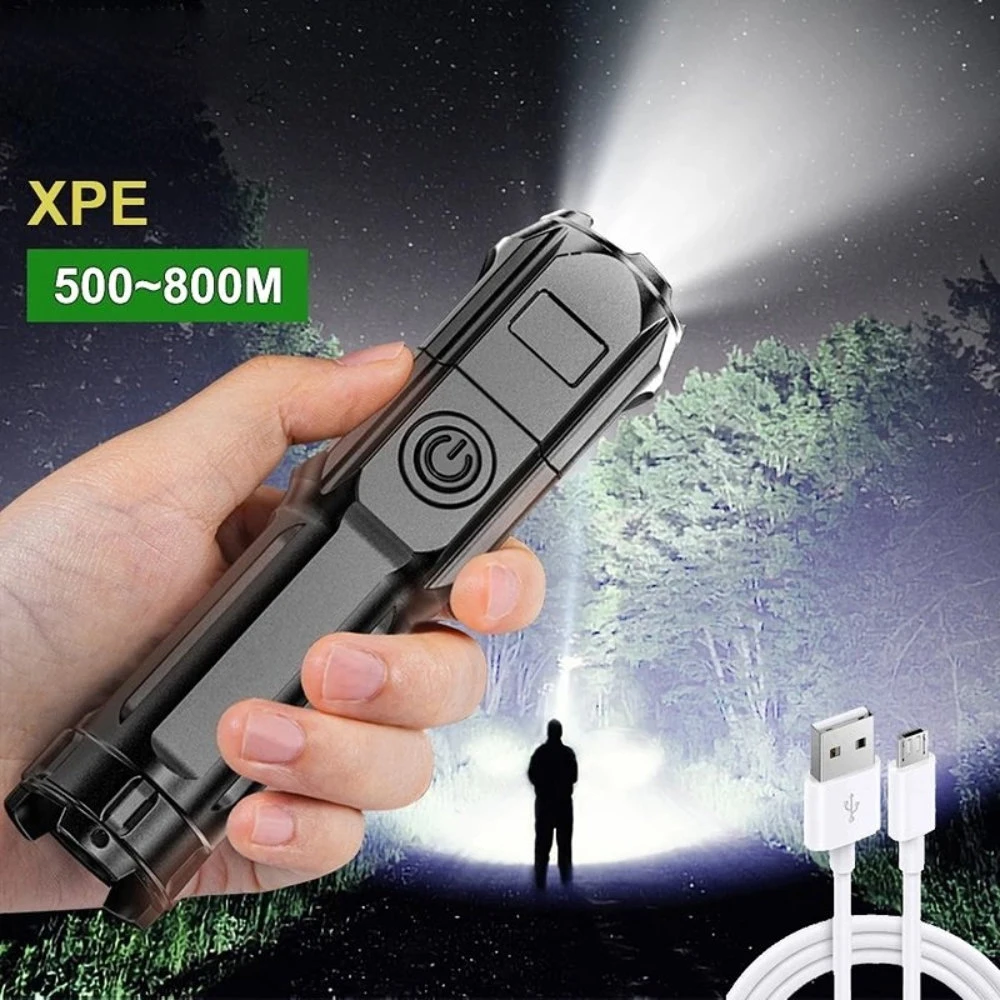 Tactical Flashlight Portabl Rechargeable High Power Led Light IPX5 Waterproof Electric Torch For Daily Commute Camping Hiking