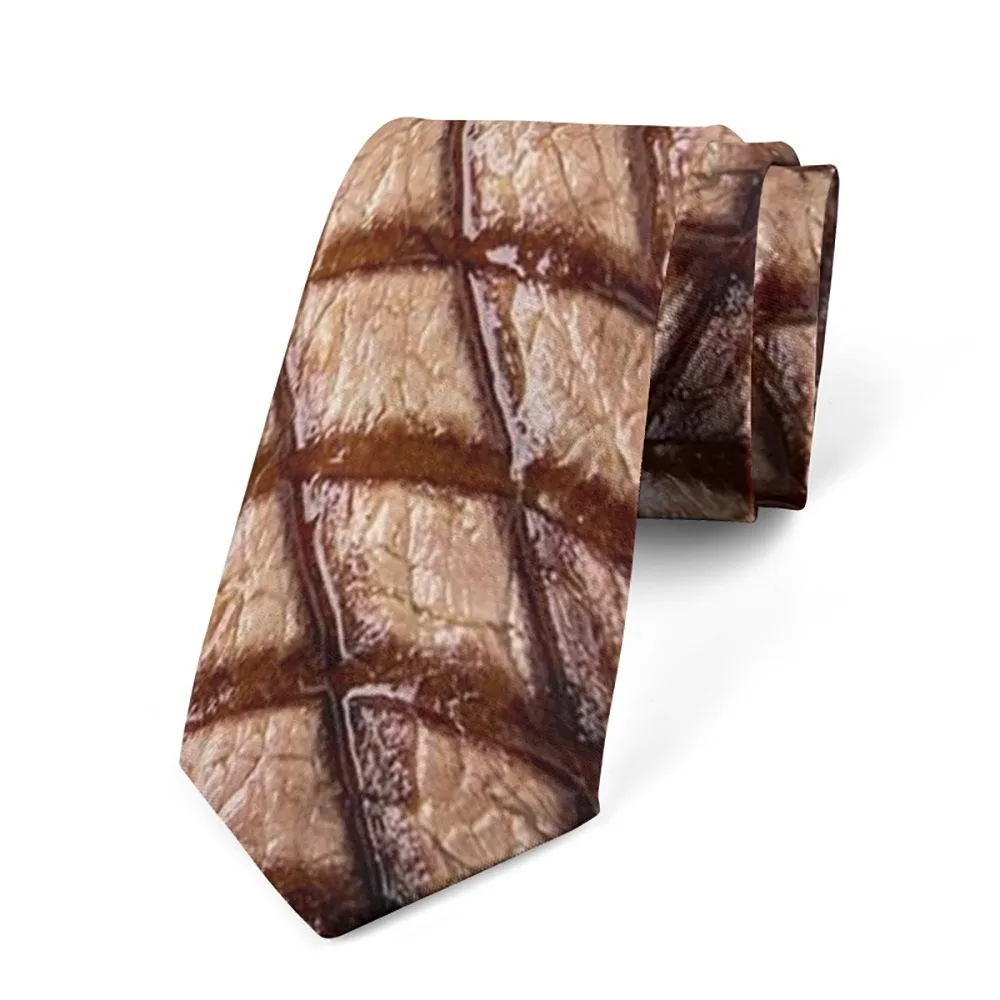 8cm Meat Style Design Tie Adjustable Narrow Hot Food Printing Tie Soft Hand Tied Steak Food Printing Men Necktie Halloween