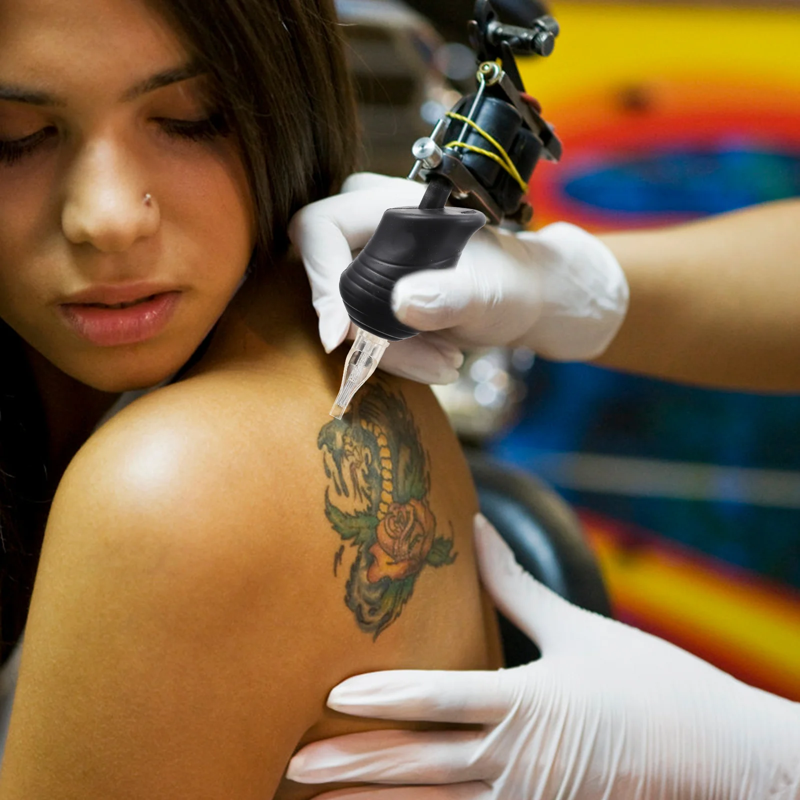 

1Set Silicone Handle Tattoo Machine Accessories Ergonomic Grip Design Safe Secure Practical Grip Silicone Handle