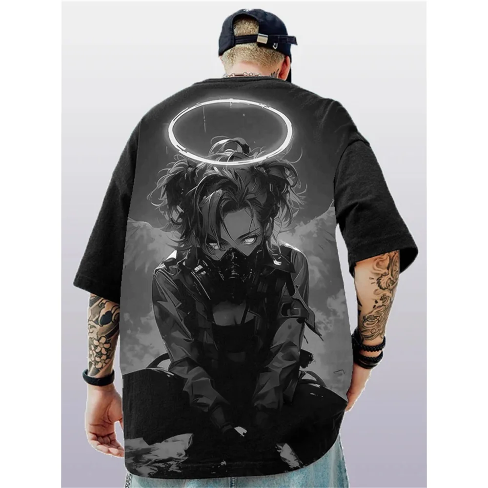 Hip Hop übergroßen 3D-Druck Anime T-Shirt Männer Sommer lässig Top atmungsaktiv lose Männer T-Shirt Retro High Street kurz ärmelig