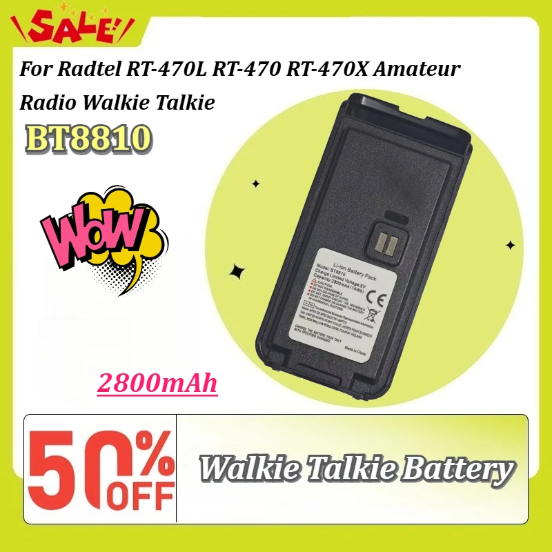 New BT8810 Replacement Battery 2800mAh Li-ion Type-C for Radtel RT-470L RT-470 RT-470X Amateur Radio Walkie Talkie