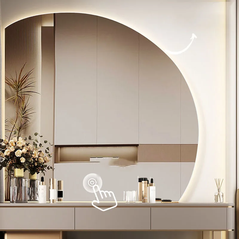 r*-Dressing Table Cosmetics Mirror Irregular Makeup Vanity Modern Light Accessories Mirror Aesthetic Funky Home Products