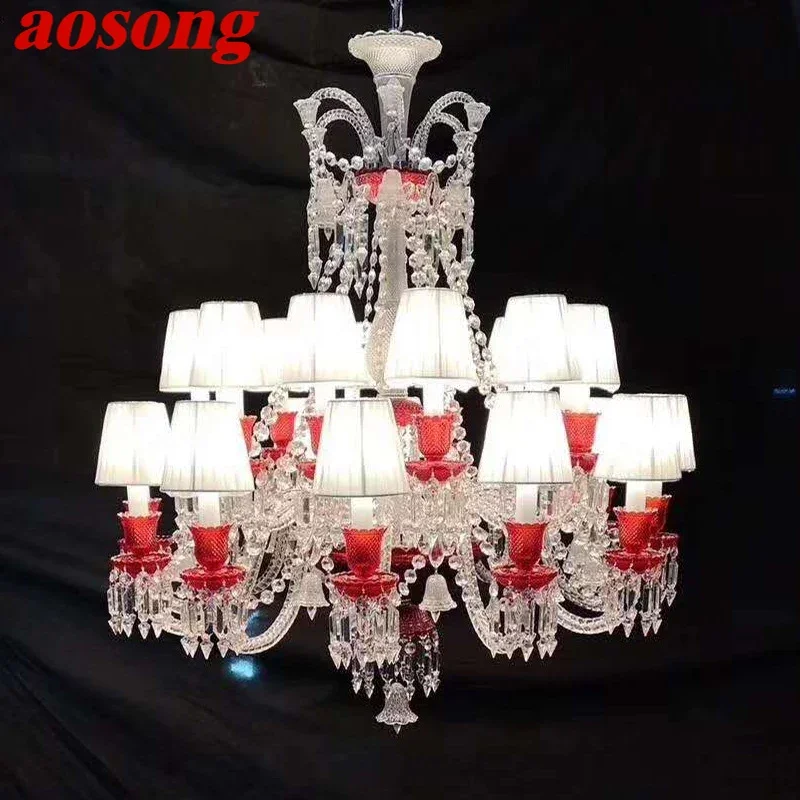 AOSONG Luxurious Style Crystal Pendant Lamp European Candle Lamp Art Living Room Restaurant  Bedroom Villa Chandelier