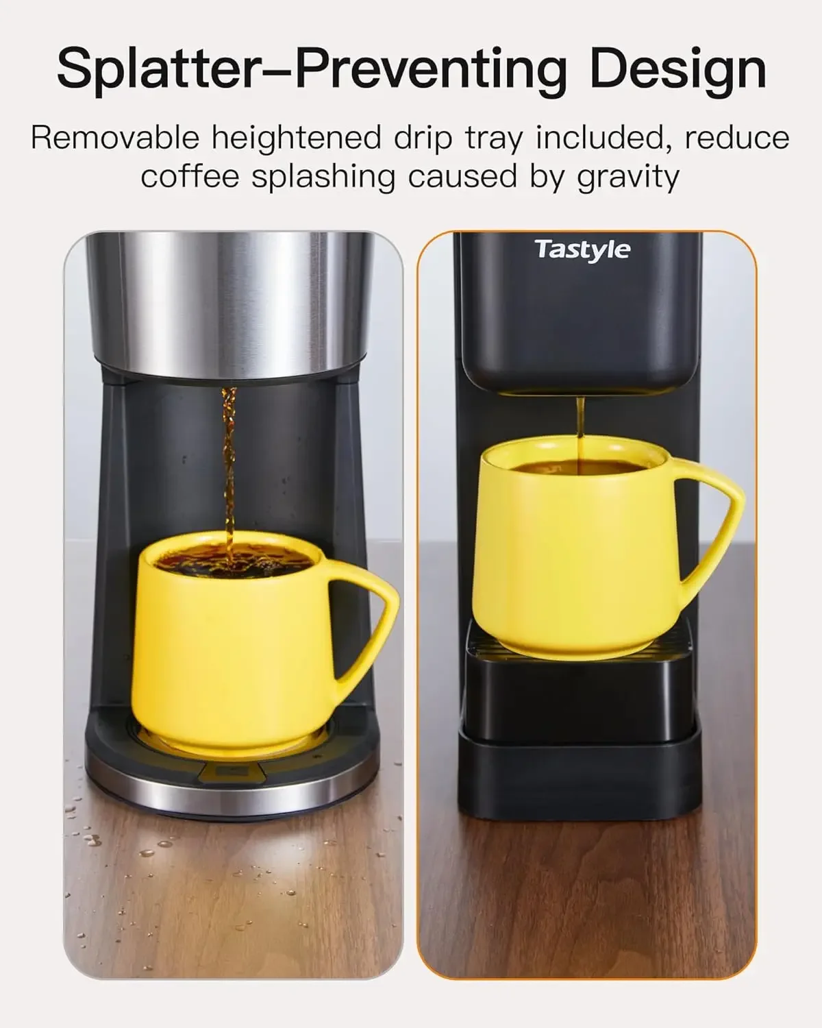 ماكينة صنع القهوة الساخنة والمثلجة ذات الخدمة الفردية مع مشروب قوي، خزان قابل للإزالة 40 أونصة، 6 أحجام للمشروبات، متوافقة مع كوب K والأرضيات