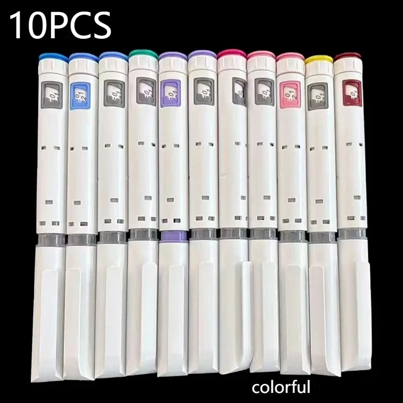 5/10Pack Multi-function Injection Pen mix Color Disposable Injection Pen Magic Pen 60U Insulin Syringe Tattoo Handle Pen Fitting