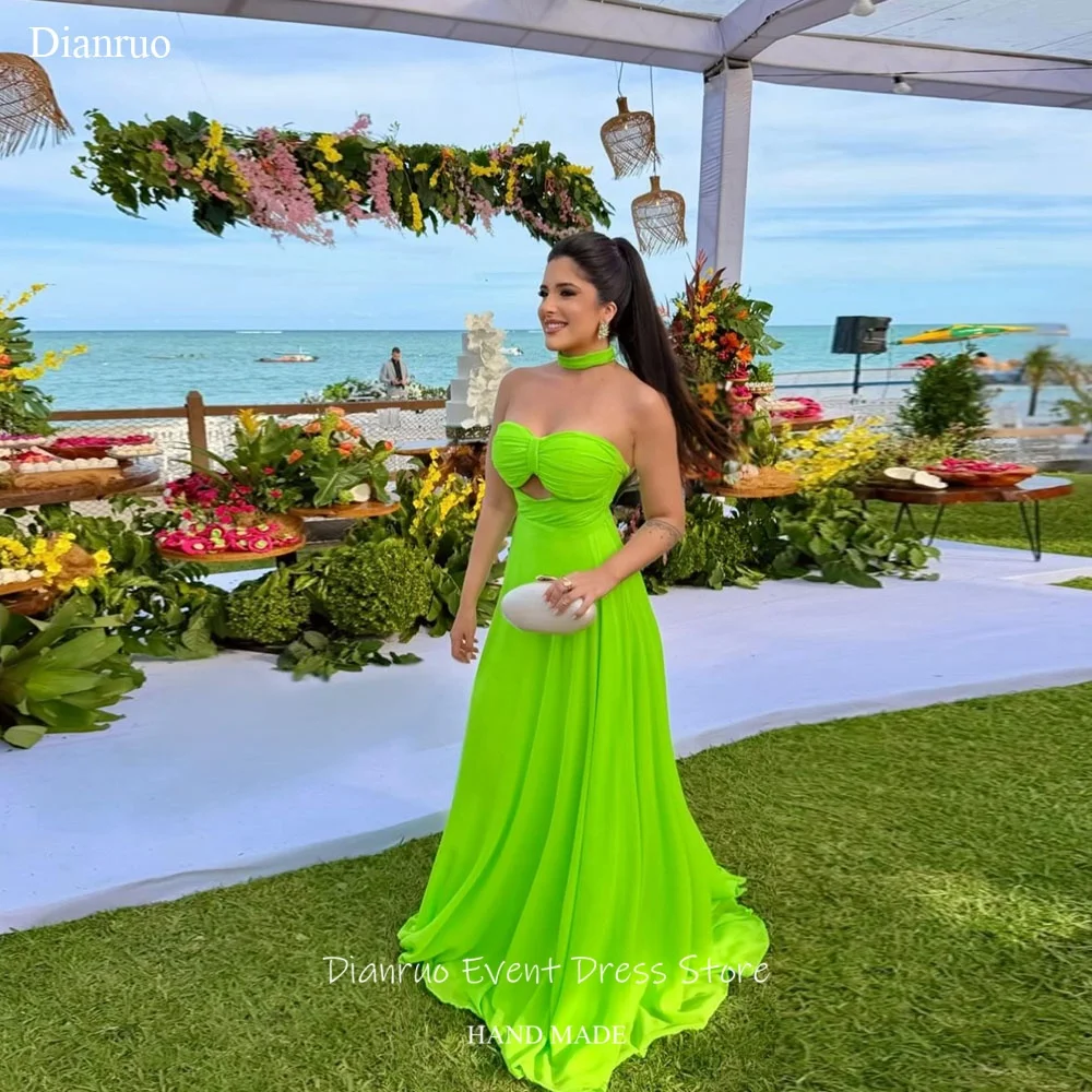 

Вечернее платье Dianruo Vibrant Green Sweetheart, шифоновое платье макси А-силуэта, шикарное праздничное платье без рукавов, Vestidos De Graduación, на заказ