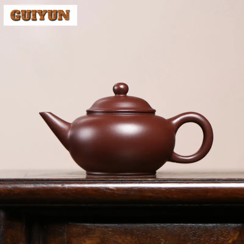 

140ml Retro Yixing Purple Clay Teapots Handmade Level Pot Raw Ore Purple Mud Kettle With Filter Chinese Zisha Tea Set Decoration