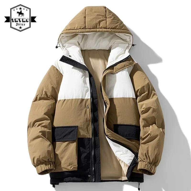 

Winter Warm Jacket Men Hooded Parkas Thicken Coat Men Patchwork Casual Korean Fashion Streetwear Coats Men Parka Hombre Unisex