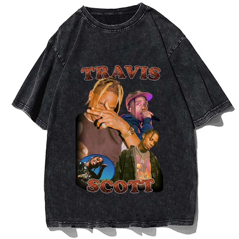 Rapper Travis Graphic Tshirts Vintage Cotton Scott Printed T Shirts Summer Men Loose Oversize Harajuku Streetwear Tops Tees