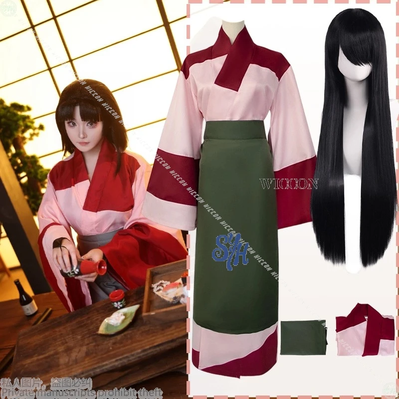 Disfraz de Sango Anime Cosplay, Kimono Retro japonés, vestido largo, uniforme de dibujos animados para niñas, pelucas largas, traje de fiesta de Navidad y Halloween