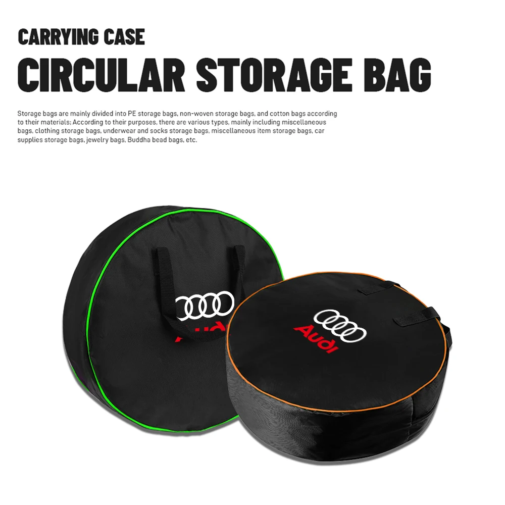 Car Charging Cable Storage Carry Bag Round Charger Cables Carry Bag for Audi Sline A3 8P 8L 8V A4 B8 B6 B7 B9 A6 C6 C7 S5 A7 A5 view 5