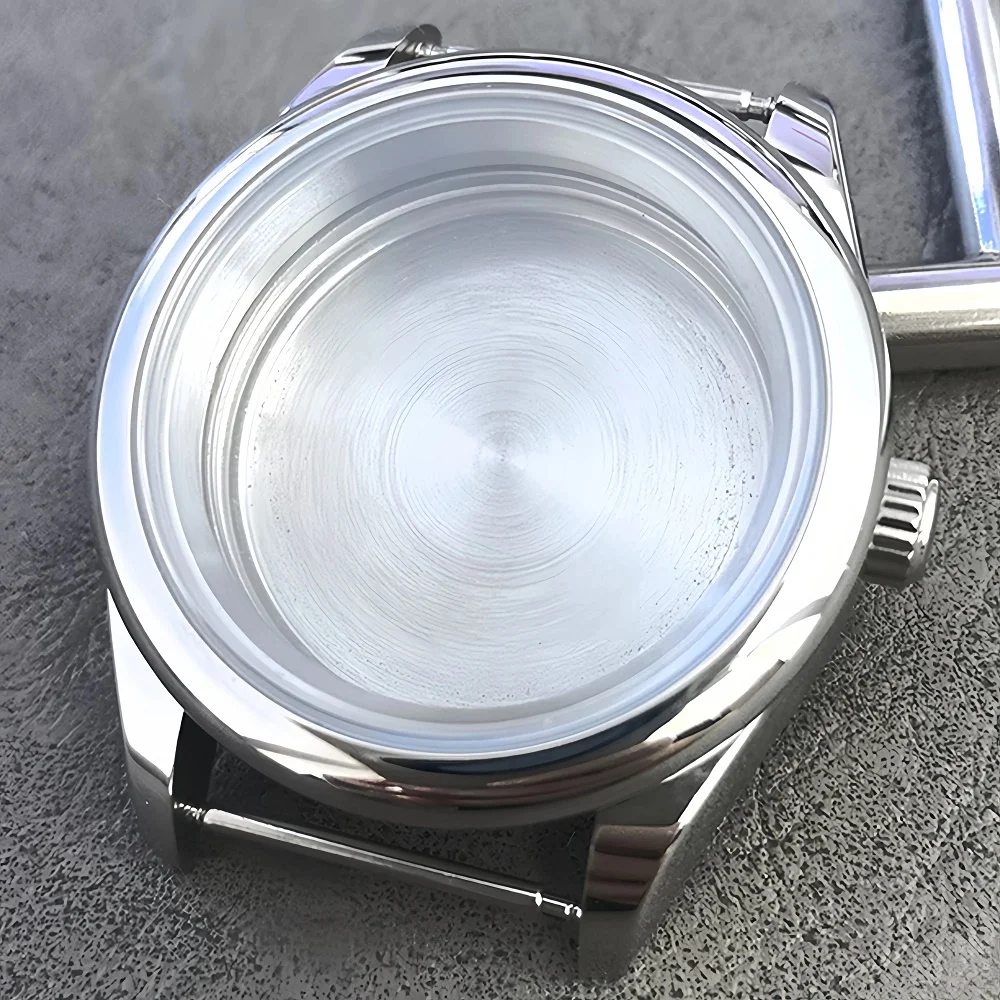 حافظة ساعة من الفولاذ المقاوم للصدأ مقاس 36 مم/39 مم، زجاج كريستال ياقوتي، تكبير التاريخ، متوافقة مع حركات NH35، NH36