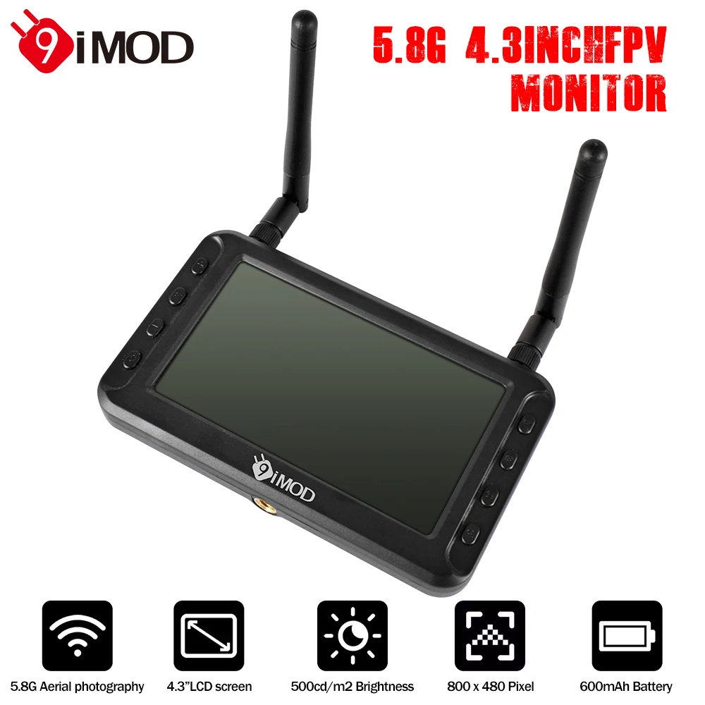 9IMOD 4.3inch 5.8G FPV Monitor HD Aviation Wireless Receive Image Transmission Dual Antenna