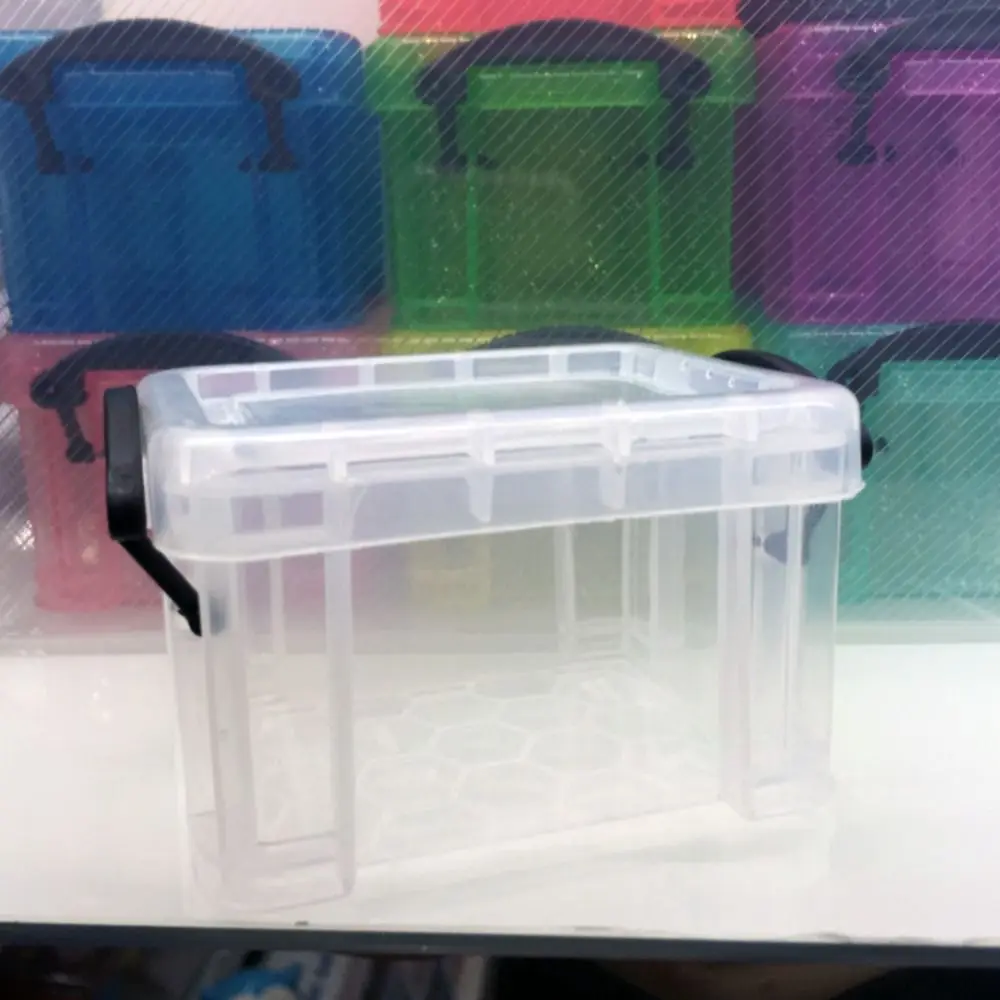 Multi-functional Mini Buckle Storage Box Candy Color Minimalism Mini Storage Container Transparent Plastic Desktop Organizer Box