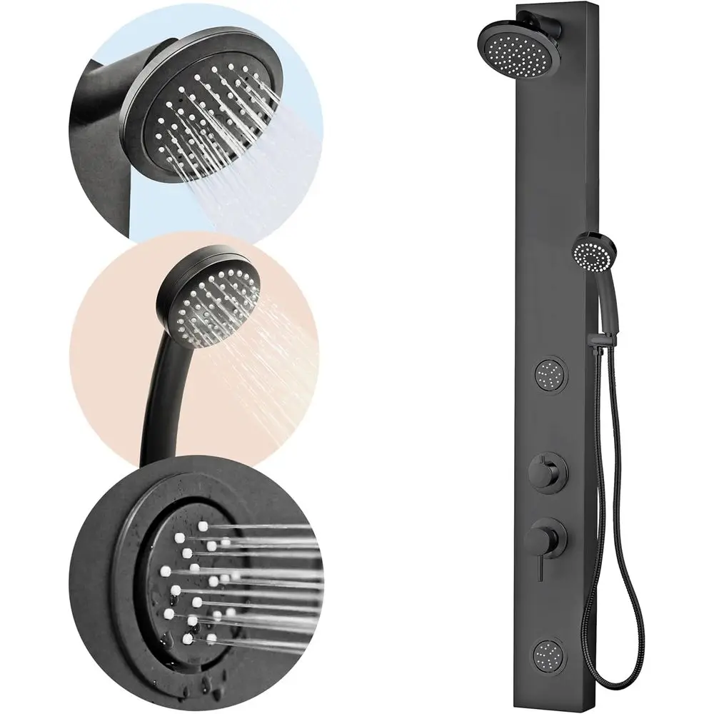 

Многофункциональная душевая колонна для автодомов с 4 режимами, регулируемыми форсунками для тела и ручной лейкой — простая установка, водосберегающая система