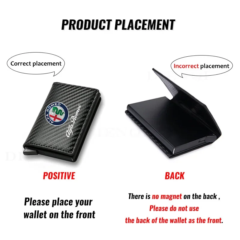 Carbon Fiber Leather Rfid Card Holder Pocket Men Wallets Money Bag For Alfa Romeo Giulia Stelvio MiTo Giulietta Tonale ALFA 4C