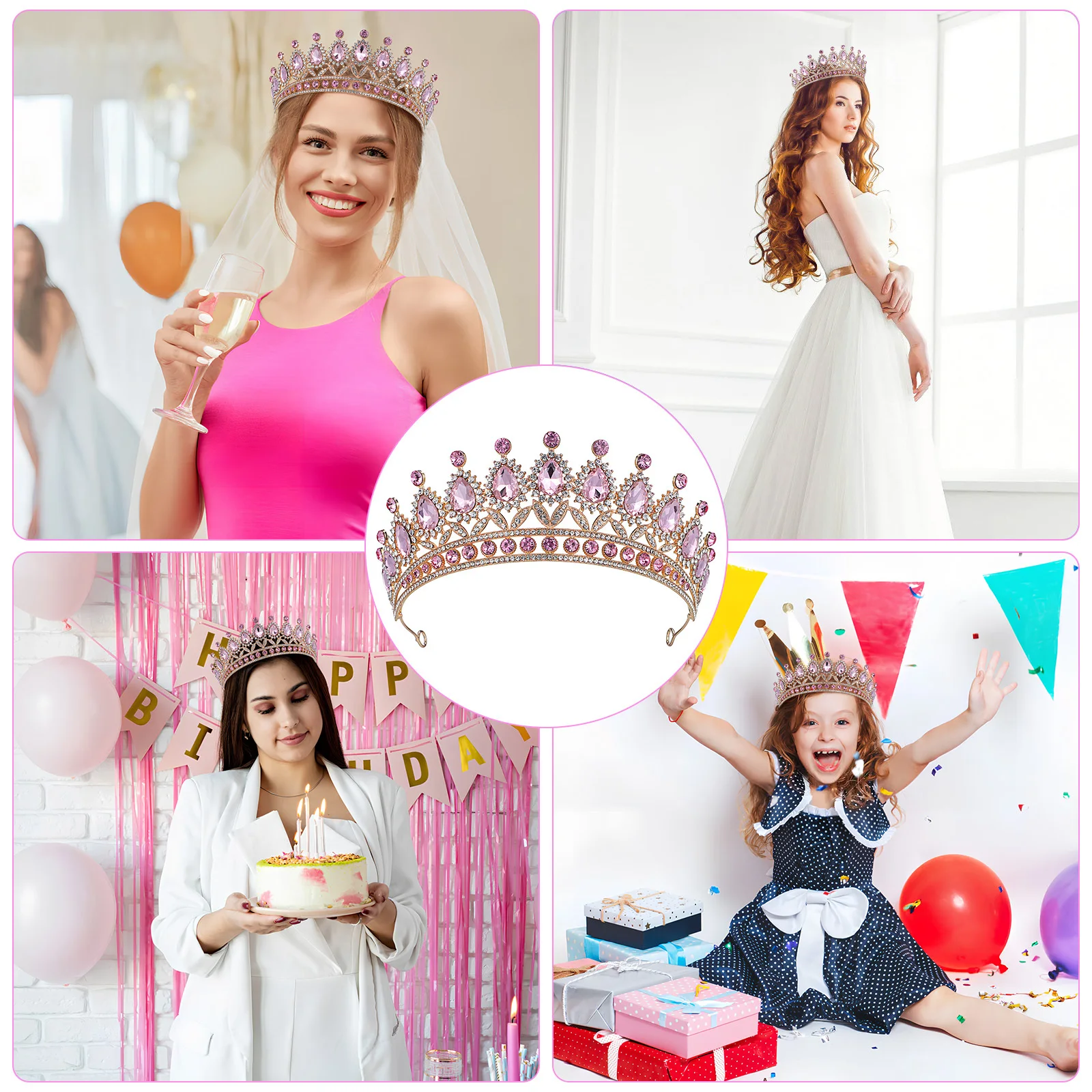 الماس تاج الشعر التبعي تاج الزفاف سبائك الزنك النساء خمر حفل زفاف أدوات الشعر اكسسوارات التصميم #4