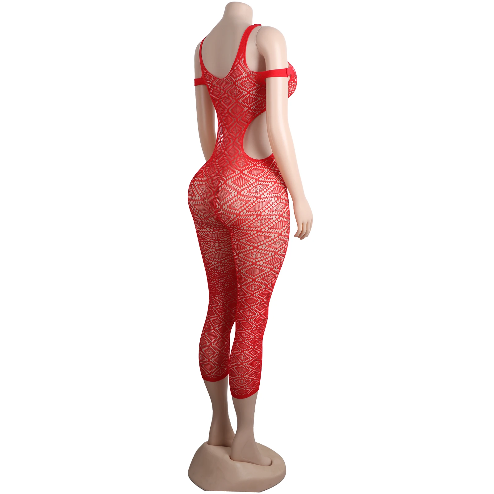 Fishnet Longline Bodysuit Pole Dance Performance Exotic Stage Outfit Rhinestone Adult Dancewear Sexy Nighttime Costume Apparel view 5