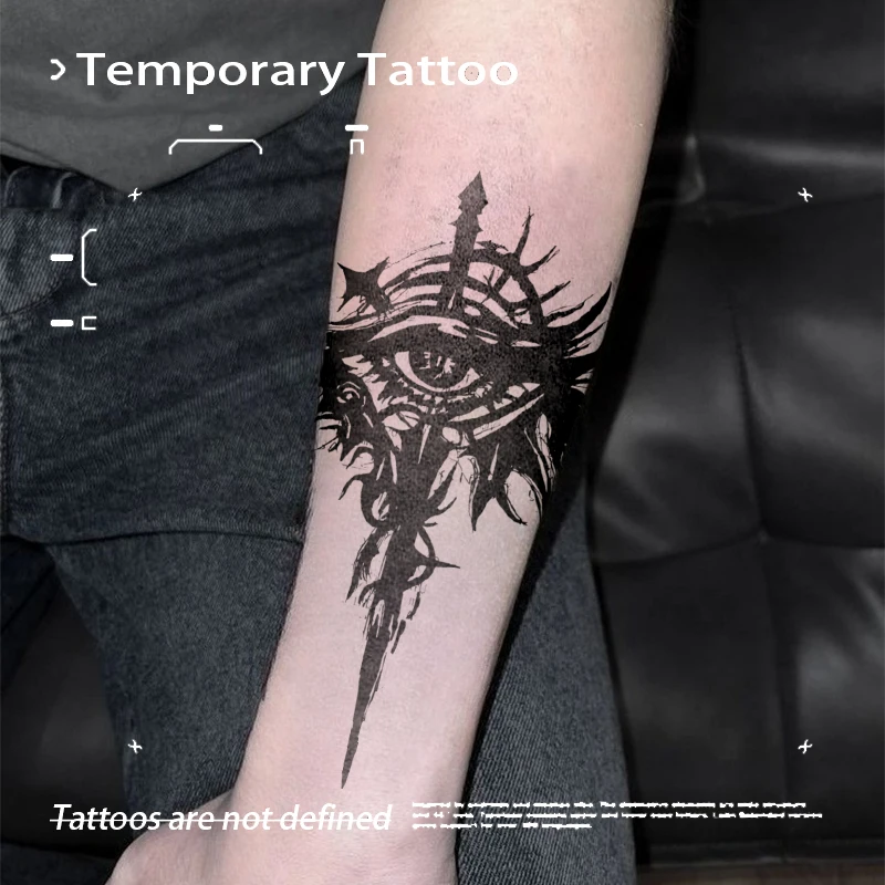 

Временные татуировки: Темный демонический глаз, меч, тотем. Наклейки-тату с травяными экстрактами. Новинка для подростков.