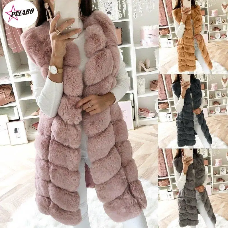 PULABO Winter Fox Fur Vest For Women Long Winter friendly Fur Jacket Fashion Outwear Luxury Natural Fur Vest Female Waistcoat