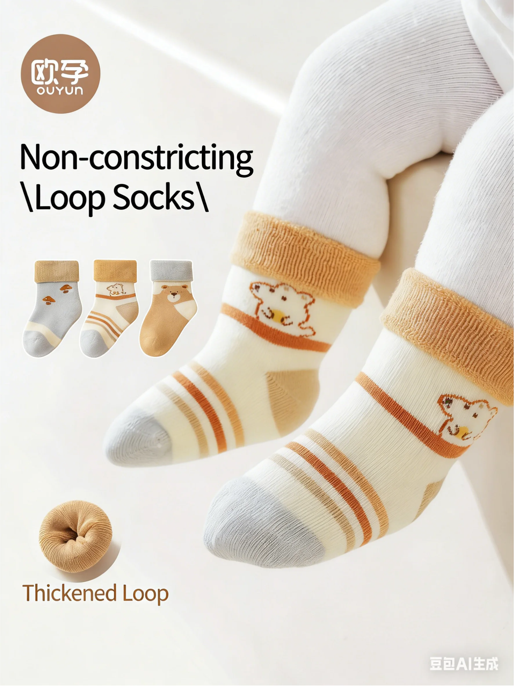 OUYUN Infant Thermal Socks Terry Loop Seamless Mid-Crew Socks for Babies & Toddlers Extra Warm Winter Socks for Newborns