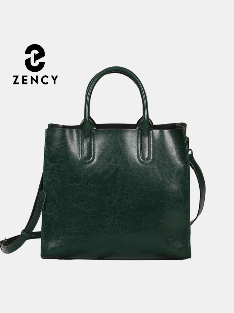 Zency Soft Retro Oil Wax Leather Handbag Women\'s Tote Bags Large Capacity Commute Crossbody Shoulder Bag Satchel