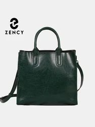 Zency Soft Retro Oil Wax Leather Handbag Women's Tote Bags Large Capacity Commute Crossbody Shoulder Bag Satchel