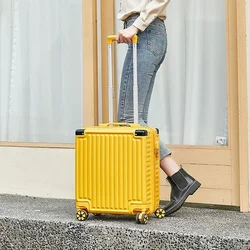 Aluminum Frame Rolling Luggage Travel Suitcase Fashion 18 Inch Carry on Trunk Password Trolley Case Universal Wheel luggage Bag