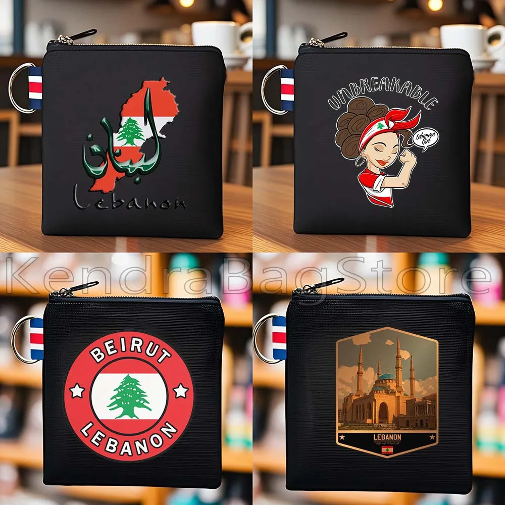 

Cute Gifts Beirut Lebanon Flag Map Lebanese Girl Canvas Coin Purse Bag Small Square Bag Key Travel Storage Card Bag Wallet Pouch