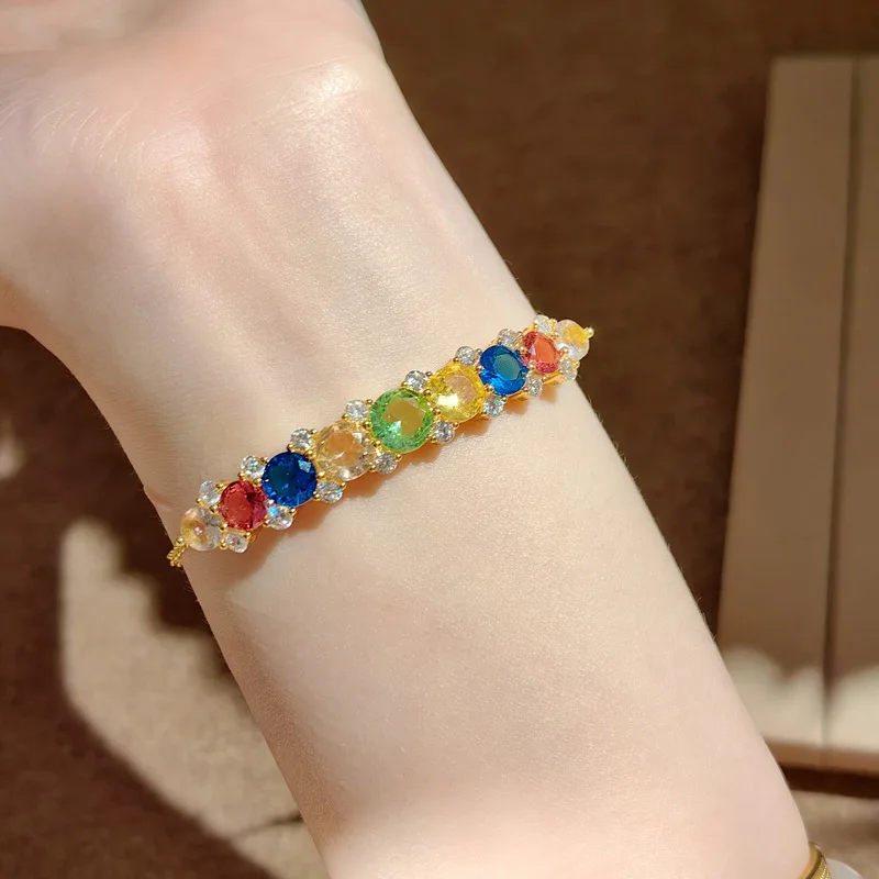 Gradual Galaxy Smiling Necklace, Fashion Candy Bracelet, Double-sided Colored Diamond Earrings, Galaxy Ring - Women's Jewelry