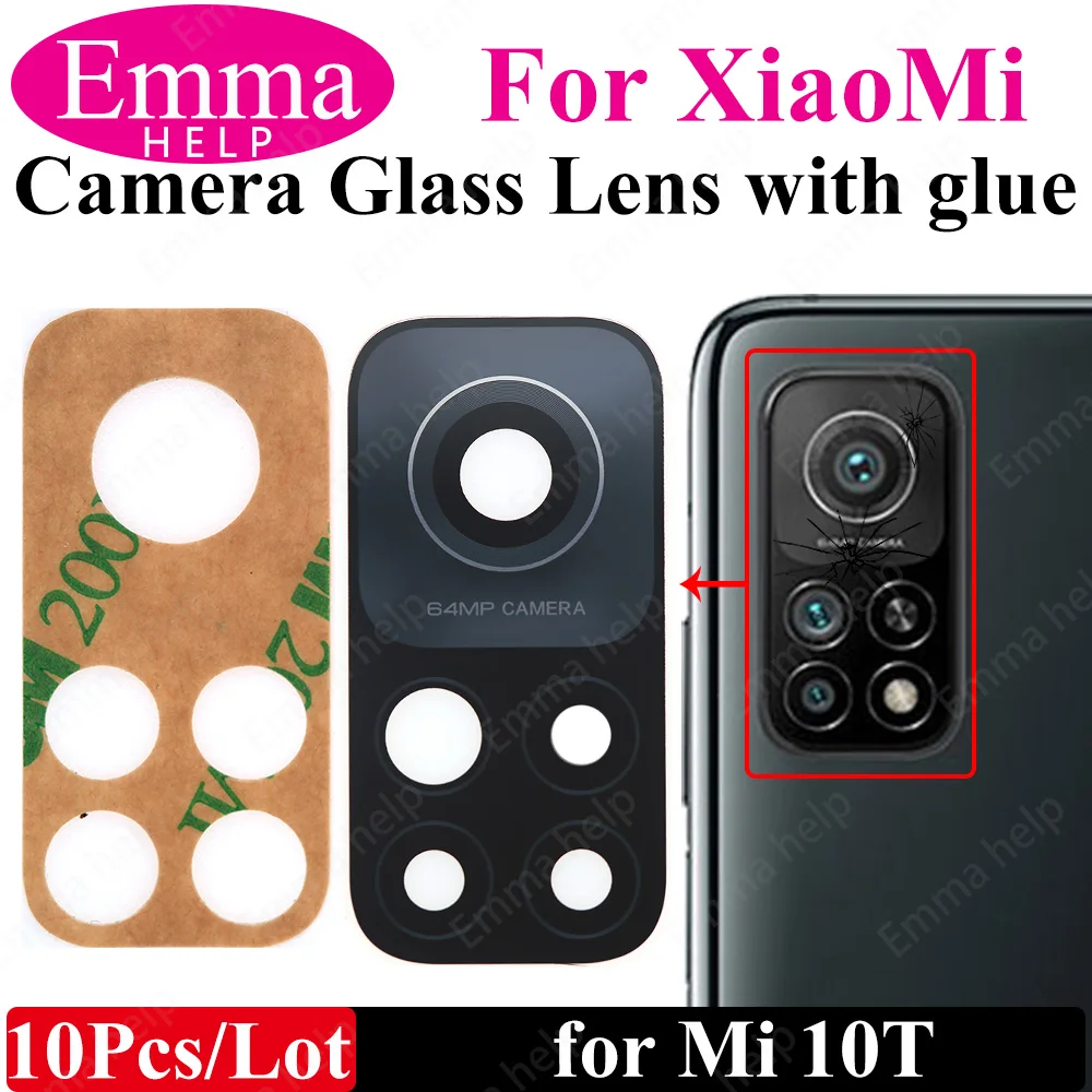 EmmaHelp 10pcs Rear Back Camera Glass Lens Cover With Adhensive For Xiaomi Mi 13 Mi 10 Lite Mi 9T 10 8 Lite 9 Se 10T Pro 11 11T