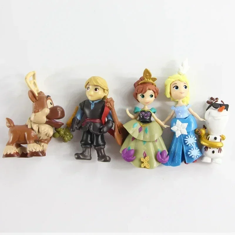 5pcs/Set Frozen Princess Elsa Anna Olaf Sven Kristoff Action Figure Toys Assemblable Dolls Xmas Gift