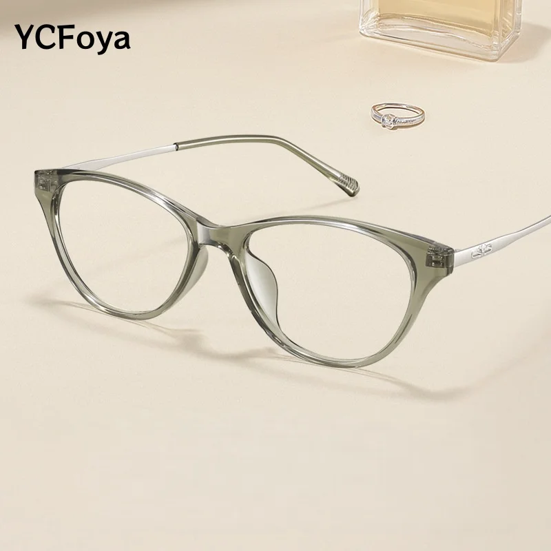 

YCFoya 2025 New Fashion Retro Women's Glasses Ultralight Cat Eye Trendy TR90 Optical Prescription Eyeglasses Frame 210740