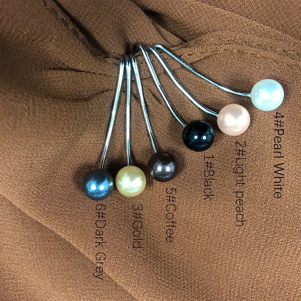 

12pcs Muslim Women Shawl Scarf Hijab Clips Pearl Brooch Pins Pin Women Accessories Imitation Pearl Brooch Pin