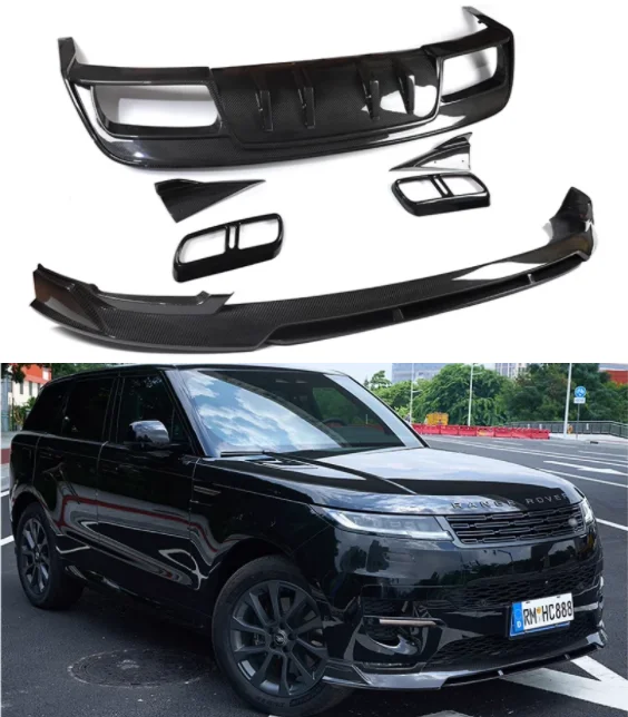 

Для Land Rover Range Rover Sport SE SHE 2023 2024 2025 настоящий сухой карбоновый бампер, передняя губа, задний багажник, диффузор, спойлер, комплект кузова