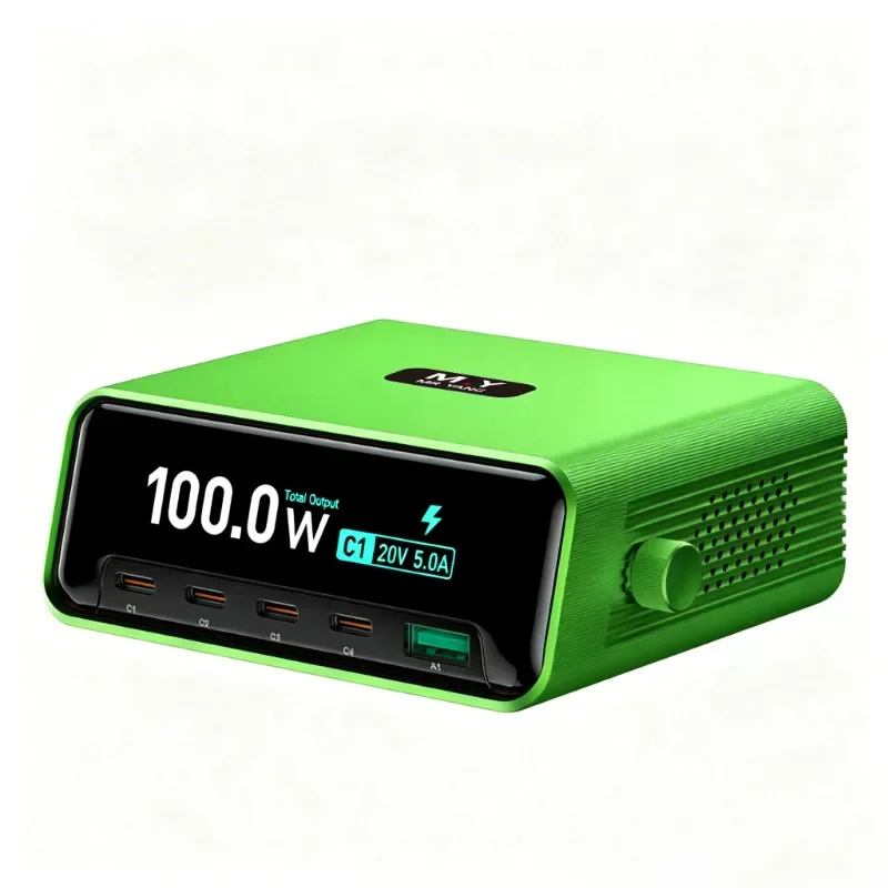 ヤン氏c1デスクトップ急速充電ステーション100w、4つのusb-cポートと1つのusb-aポートを同時接続可能、ノートパソコン、携帯電話、タブレットの充電ツールに最適