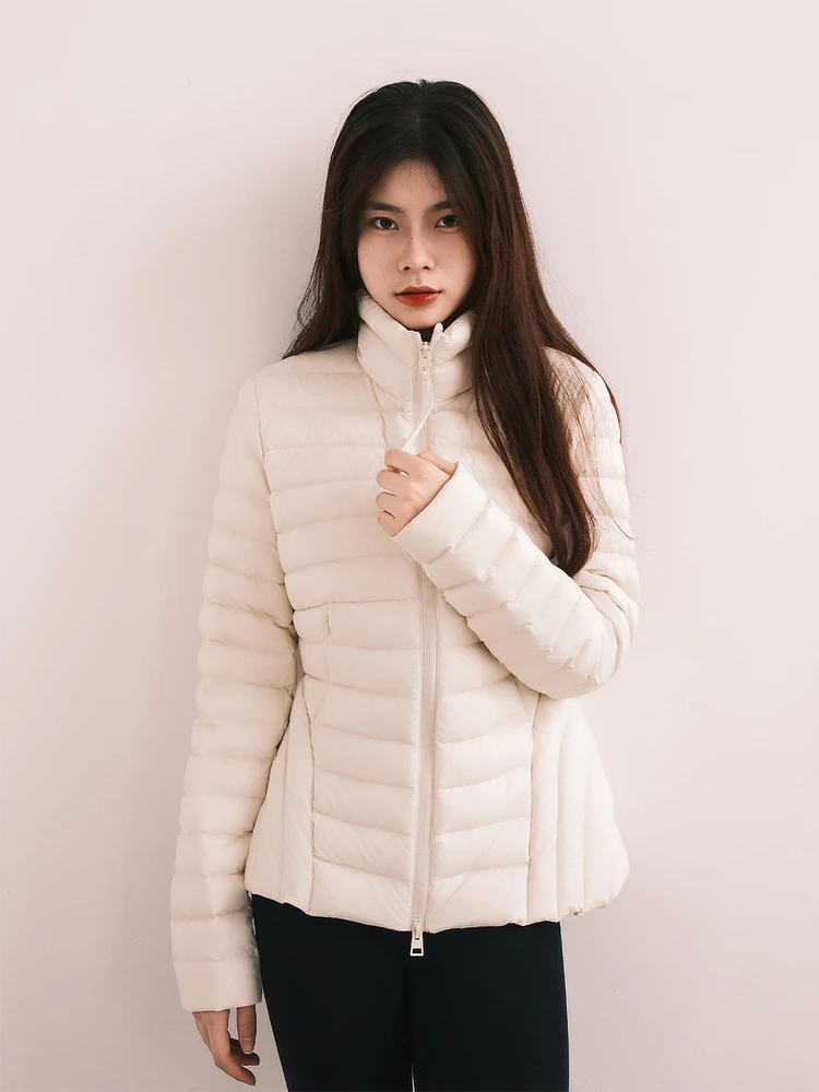 

Женская приталенная пуховая куртка MistFern Isle с воротником-стойкой, легкая, теплая, с наполнителем из перьев, с эффектом утяжки на талии, дизайн с узором «песочные часы»