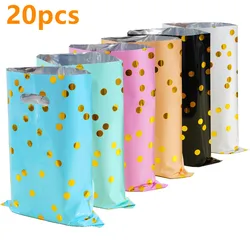 20Pcs golden dots Plastic Birthday Gift Packaging Bag Candy Cookie Tote Bags for Kids Birthday Baby Shower Party Favor Bags
