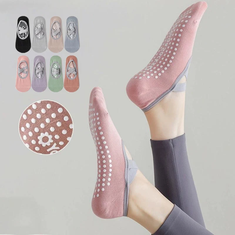Calcetines de Yoga con parte inferior de toalla transpirable para mujer, medias antideslizantes de silicona para Pilates, calcetines de algodón para entrenamiento físico y danza de Ballet