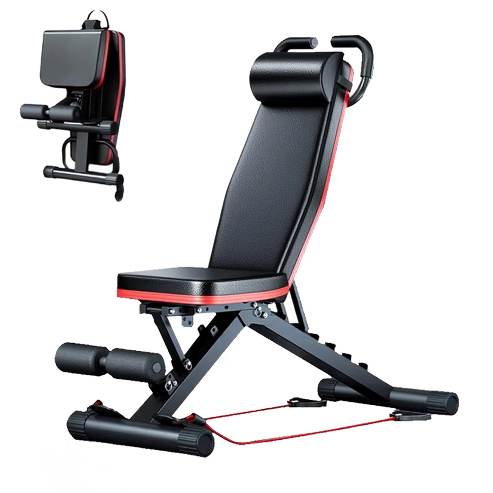 Banco de Ejercicios Plegable para Entrenamiento de Cuerpo Completo, Equipo Abdominal para Entrenamiento de Fuerza en Casa, Soporta hasta 300 Kg