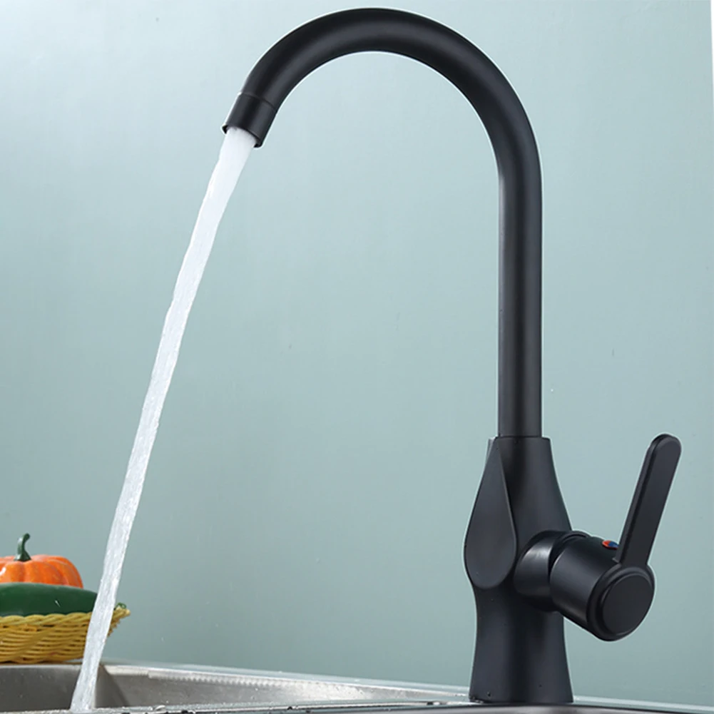 Daily Kitchen Use Black Kitchen Faucet Easy Installation Kitchen Faucet Versatile Hot Cold Functionality Brass Base Material