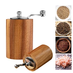 Wooden Salt Pepper Grinder Set,Refillable Manual Peppercorn Spices Mill with Long Crank Shaker for Home Dining Restaurant