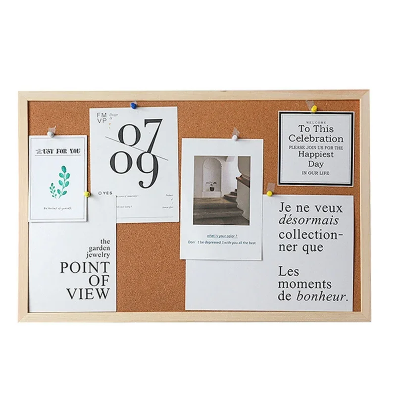 30x40cm DIY Decorative Board With Frame Cork Board Memo Bulletin Board for Office School Photo Background Message Board Househol